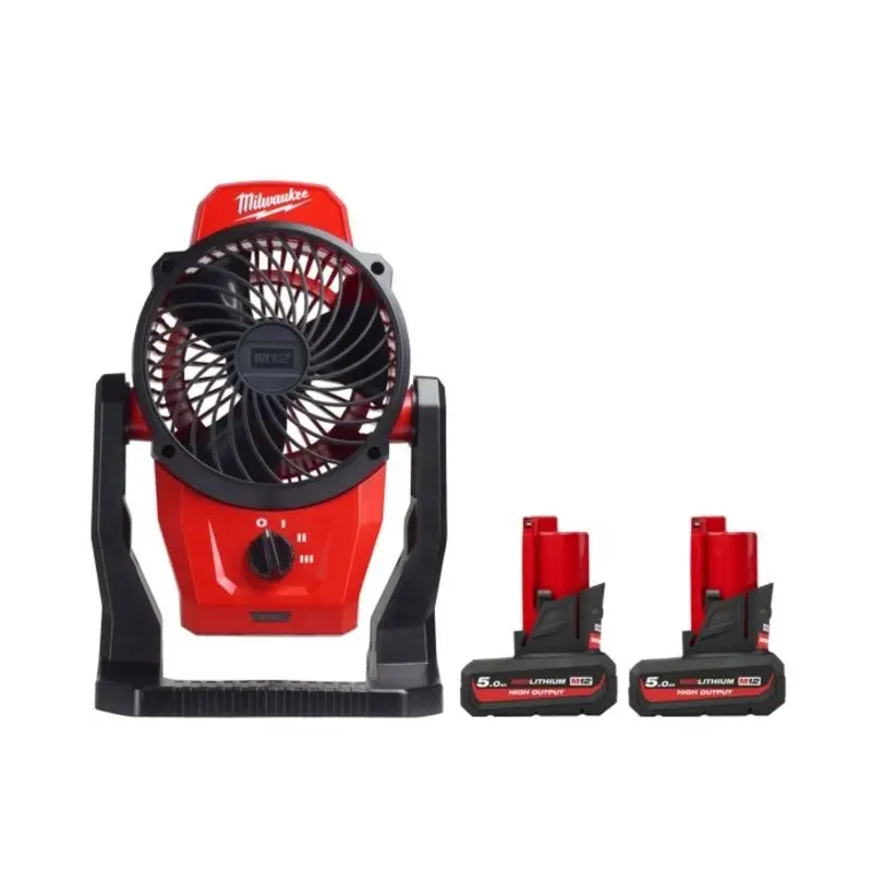 Milwaukee M12AF 12V Portable Mounting Fan 152mm With 2 x 5.0Ah Batteries
