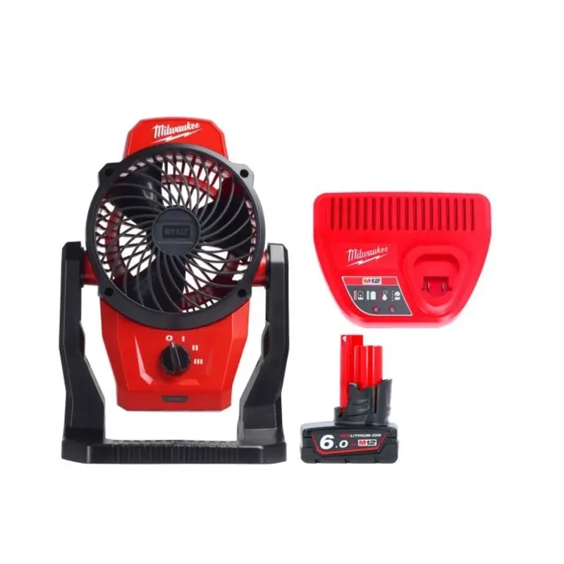 Milwaukee M12AF 12V Portable Mounting Fan 152mm With 2 x 6.0Ah Batteries