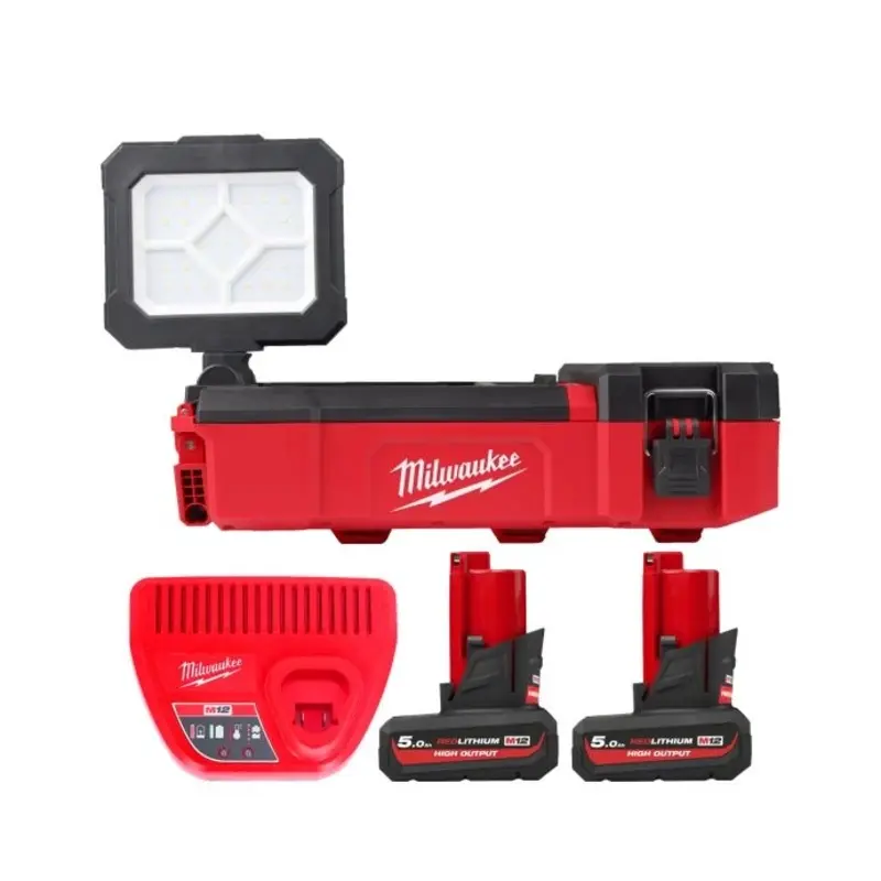 Milwaukee M12POAL 12V Cordless PACKOUT Area Light With 2 x 5.0Ah Batteries & Charger