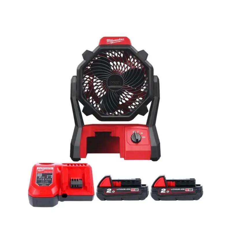 Milwaukee M18AF 18V Cordless Jobsite Area Fan With 2 x 2.0Ah Batteries & Charger