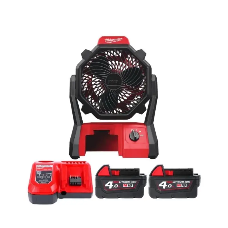 Milwaukee M18AF 18V Cordless Jobsite Area Fan With 2 x 4.0Ah Batteries & Charger