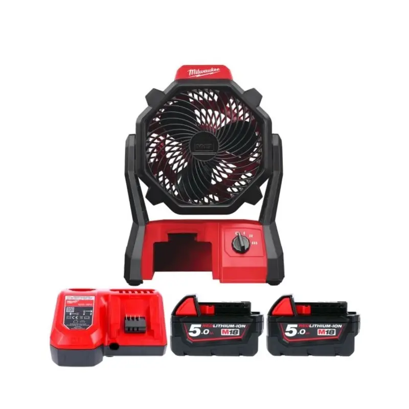 Milwaukee M18AF 18V Cordless Jobsite Area Fan With 2 x 5.0Ah Batteries & Charger
