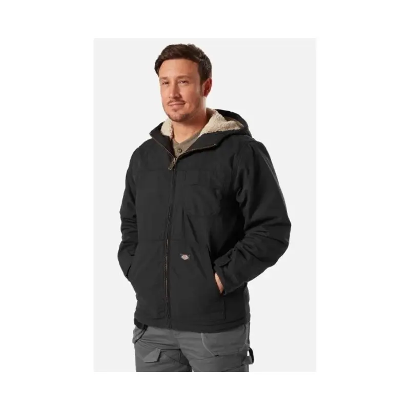 Dickies Sherpa Lined Duck Jacket - Size: L Colour: Rinsed Black