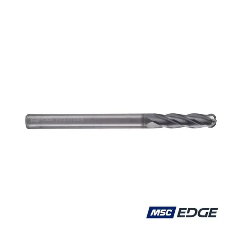 MSC Edge 4mm 4 Flute Solid Carbide AlCrSiN Coated Standard Length Ball Nose End Mill