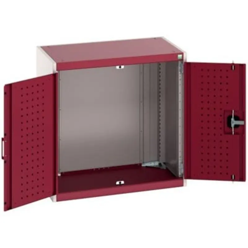 Bott Cubio CNC Perfo Door Cupboards - Light Grey/Red  | MSC Industrial Supply Co.