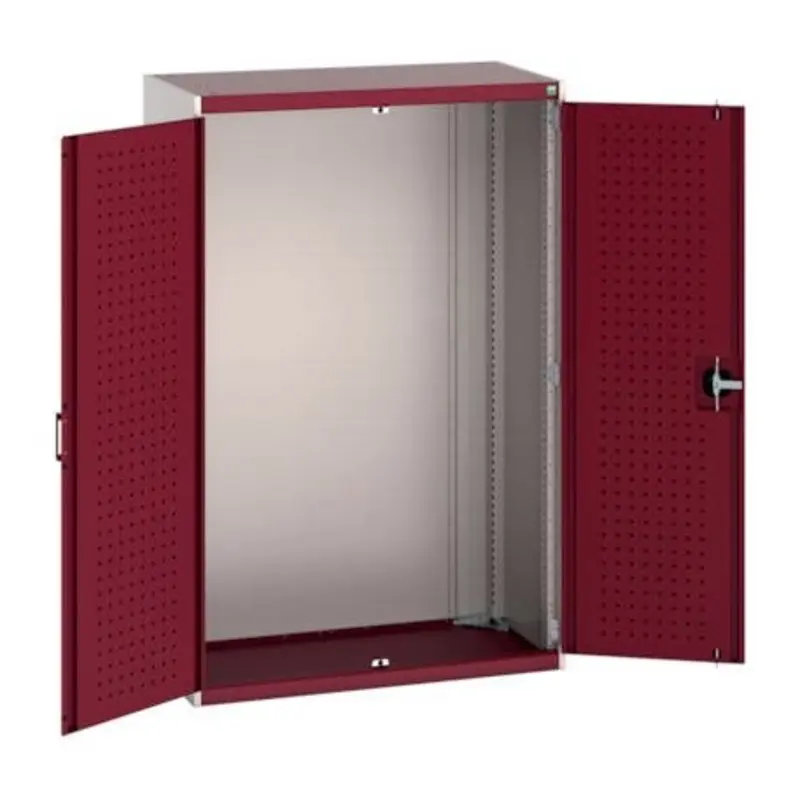 Bott 1050 x 525 x 1600mm Cubio Cupboard with Perfo Doors - Light Grey/Red