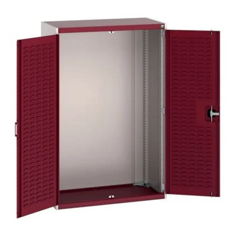 Bott 1050 x 525 x 1600mm Cubio Cupboard wth Louvre Doors - Light Grey/Red
