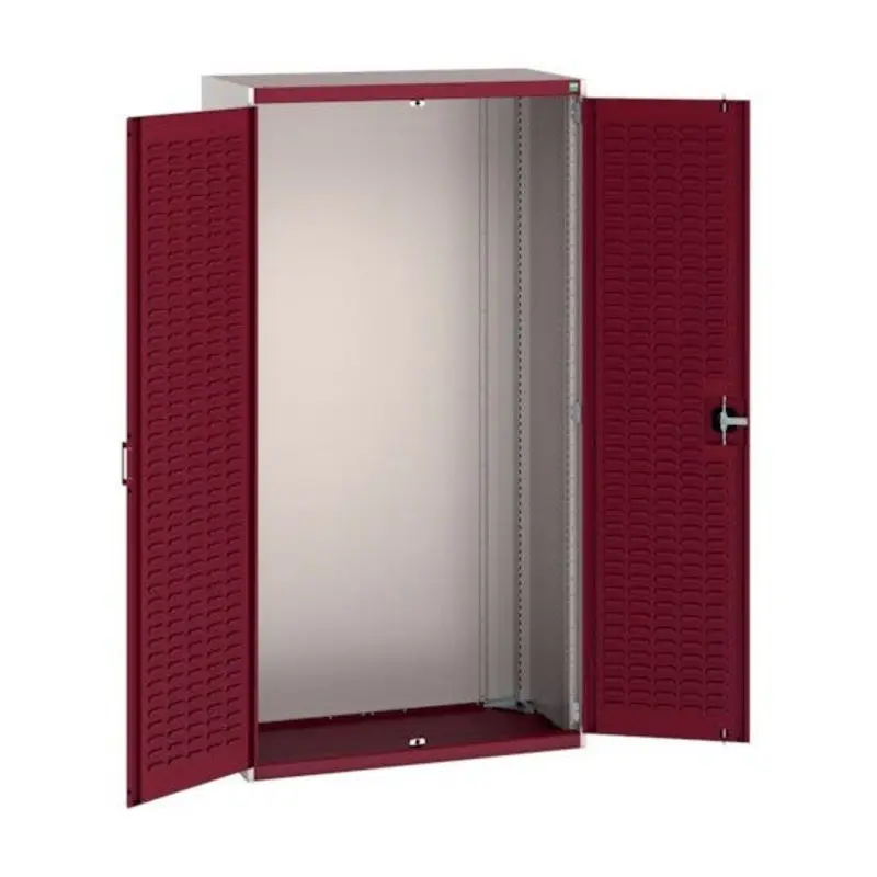 Bott 1050 x 525 x 2000mm Cubio Cupboard wth Louvre Doors - Light Grey/Red
