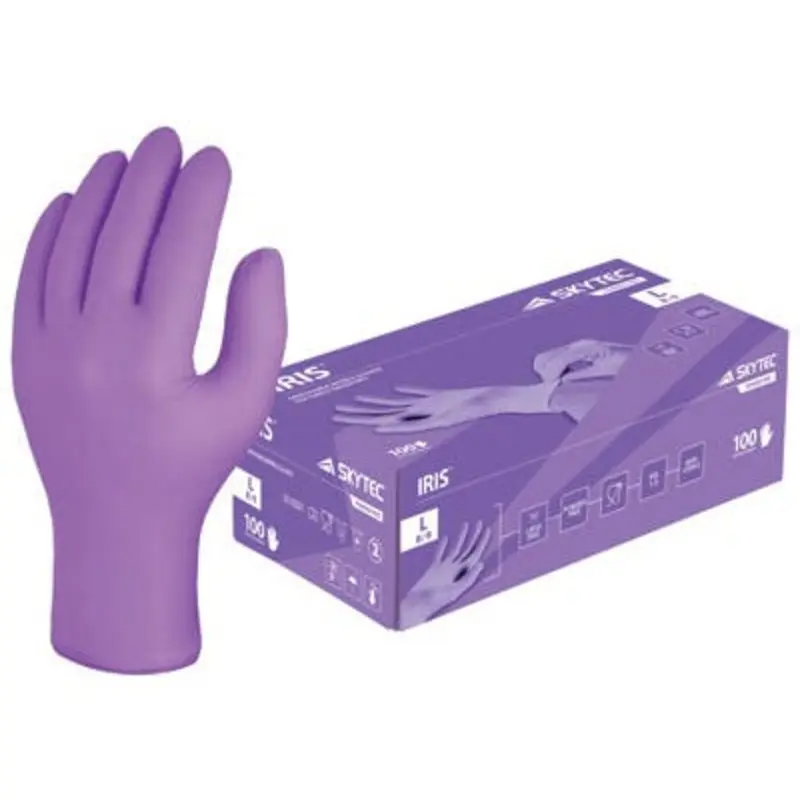 Skytec Size 7/S Iris Nitrile Disposable Hand Protection Gloves - Purple - Box of 100