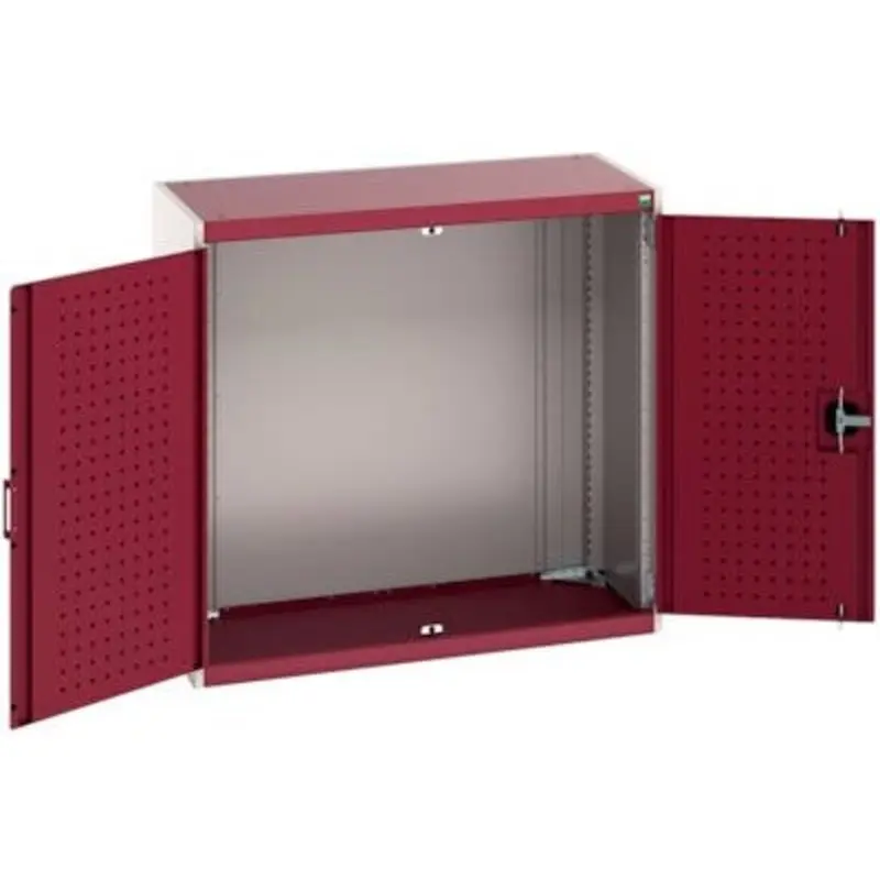 Bott 1050 x 525 x 1000mm Cubio Cupboard with Perfo Doors - Light Grey/Red