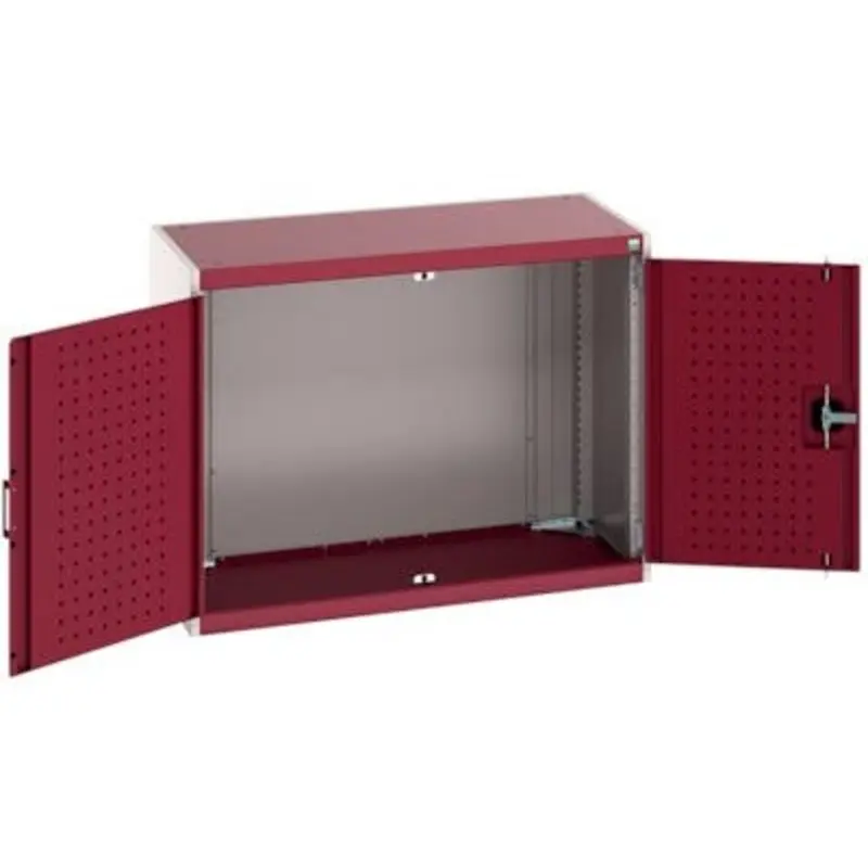 Bott 1050 x 525 x 800mm Cubio Cupboard with Perfo Doors - Light Grey/Red