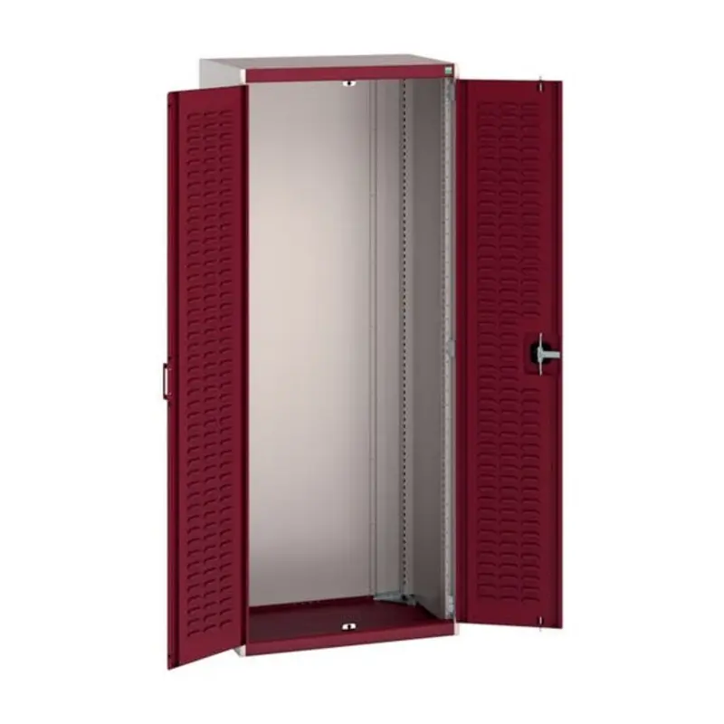 Bott 800 x 525 x 2000mm Cubio Cupboard wth Louvre Doors - Light Grey/Red