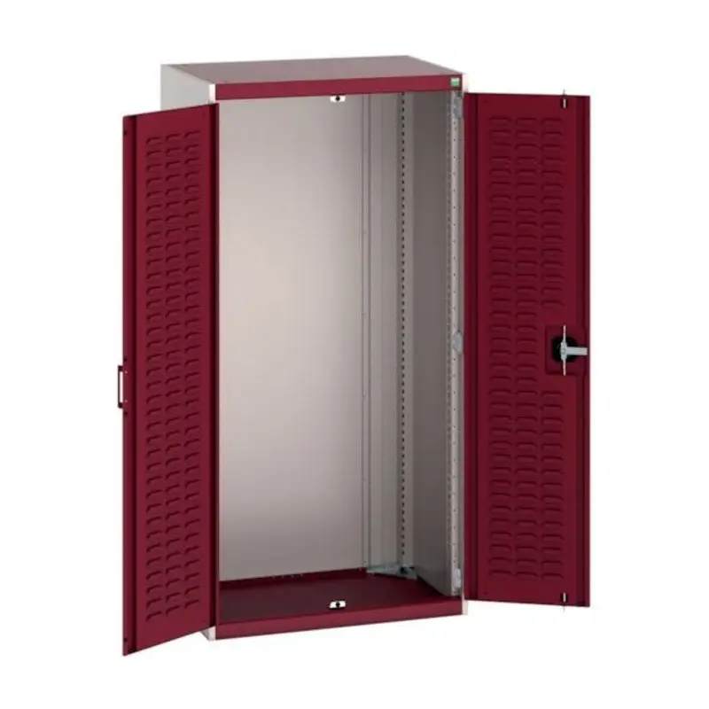 Bott 800 x 525 x 1600mm Cubio Cupboard wth Louvre Doors - Light Grey/Red