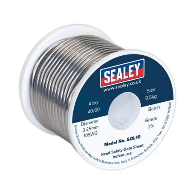 Sealey 3.25mm 10SWG 40/60 0.5Kg Quick Flow Solder Wire