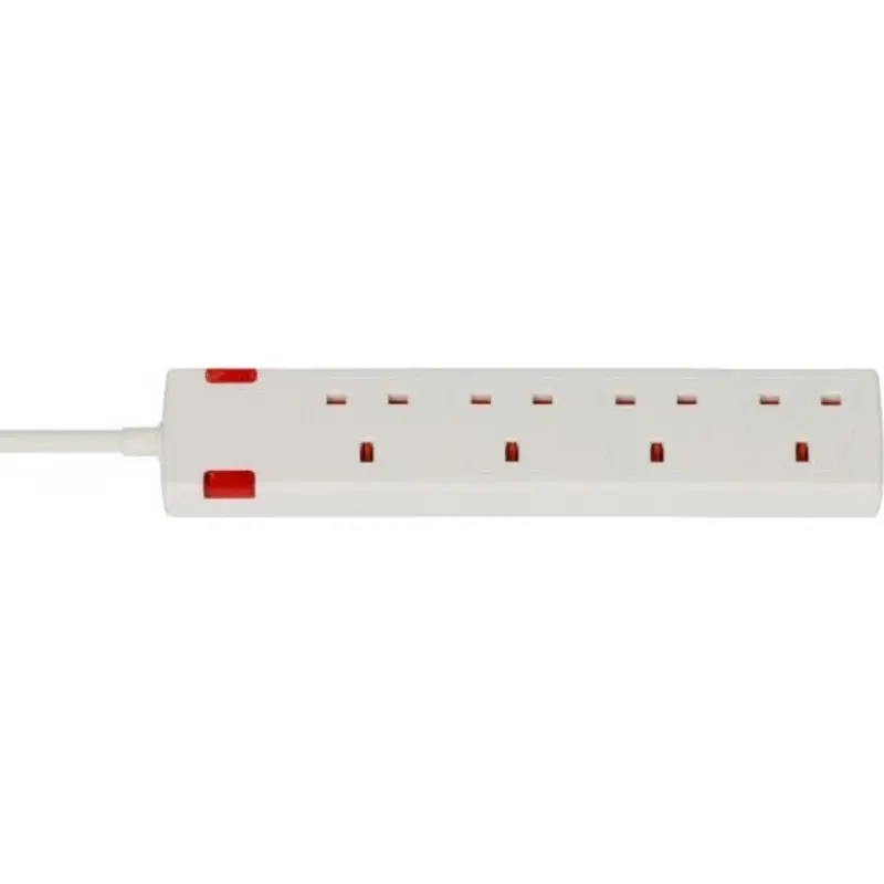 Brennenstuhl 2 meter Extension Socket With Neon Indicator 4-Way - White