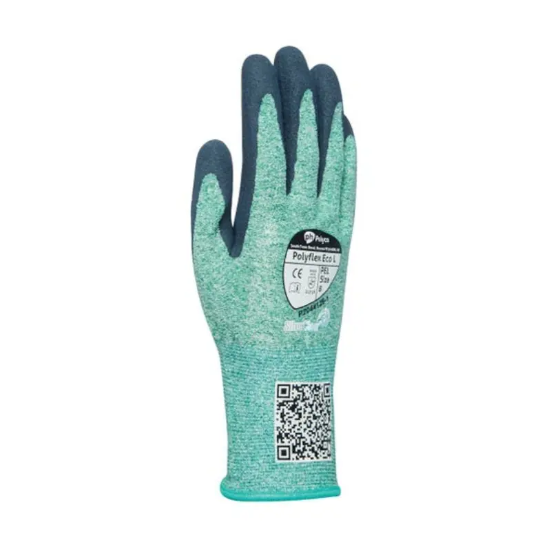 Polyflex Size 7/S - Polyflex Eco Sandy Latex General Handling Gloves - Green/Blue