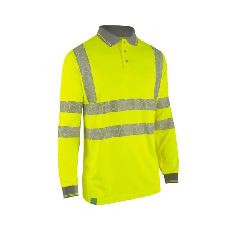 Beeswift Size L - Recyclable Hi-Vis Long Sleeve Polo Shirt - Yellow