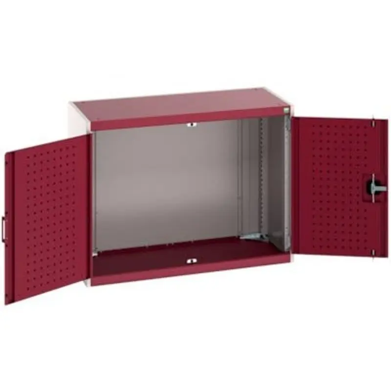 Bott 1050 x 525 x 800mm Cubio Cupboard wth Louvre Doors - Light Grey/Red