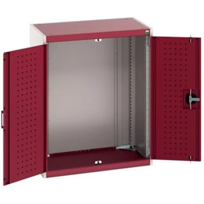 Bott 800 x 525 x 1000mm Cubio Cupboard with Perfo Doors - Light Grey/Red