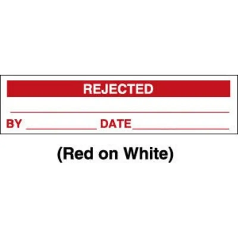 'Rejected' 2 x 1/2in Red On White - Pack of 160 Labels