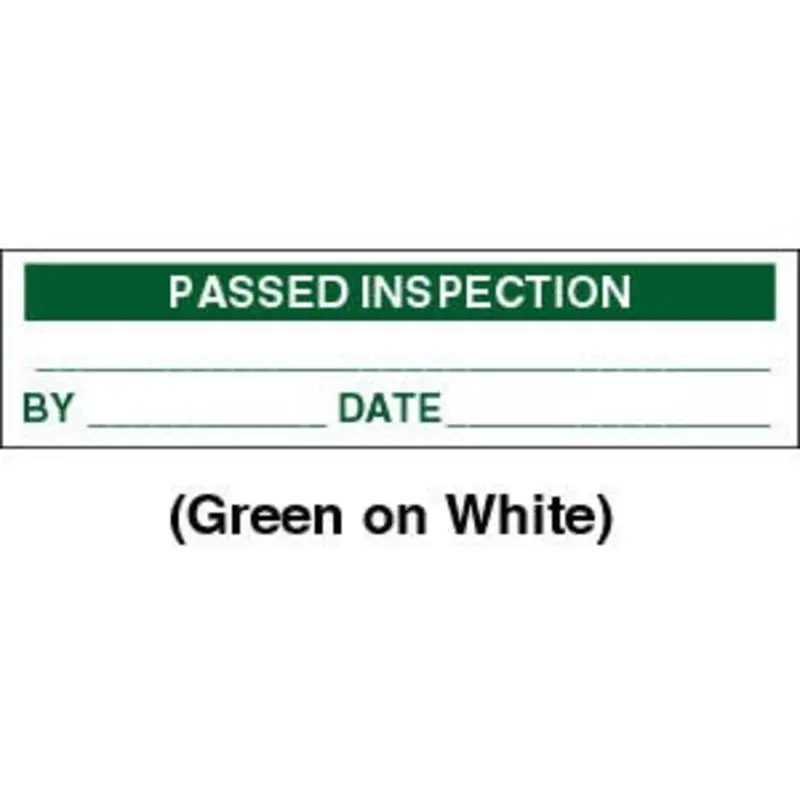 Select Adhesive Labels 'Passed Inspection' 2 x 1/2in Green On White 160 PC