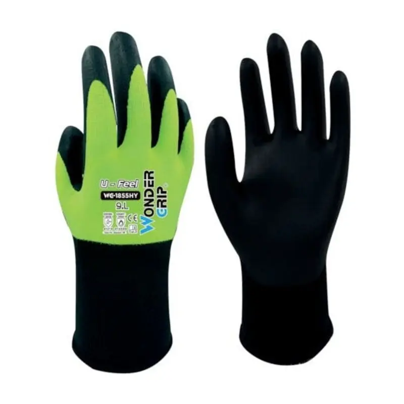 Wonder Grip Size 9/L WG-1855 U-Feel High Vis Glove - Yellow