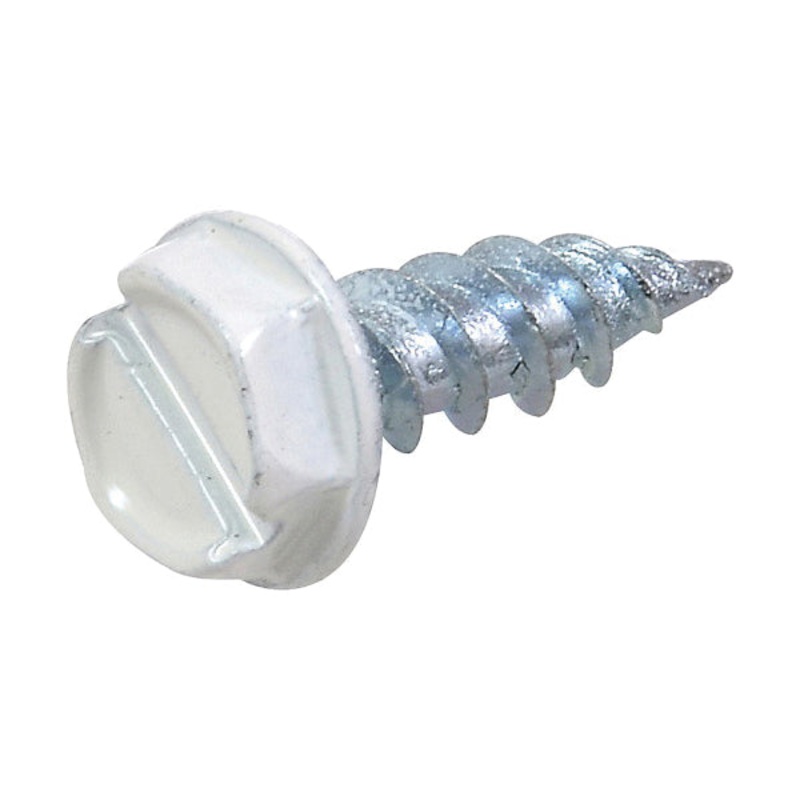HILLMAN 47711 Gutter Screw, #7, 1/2 in L, Hex Washer Head, Slotted Drive, Self-Drilling Point, Steel, Zinc-Plated