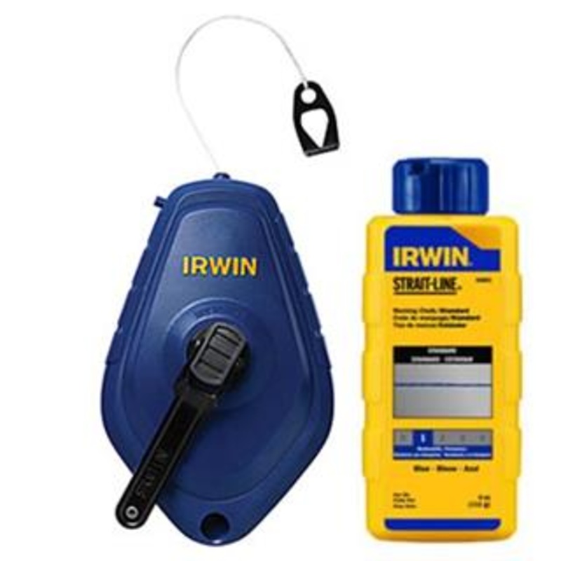 IRWIN STRAIT-LINE 1932883 Reel and Chalk Combos, 100 ft L Line, Poly Line, 8 oz Chalk, Gear Rewind, ABS Housing